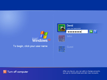 The Windows Welcome screen, displaying the cleaner lines, richer colors, and smarter organization of Windows XP