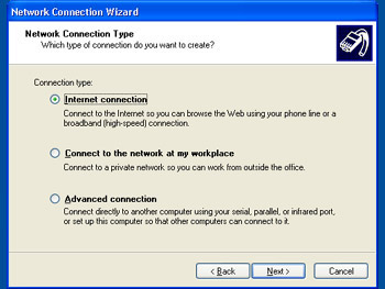 The Network Connection Wizard